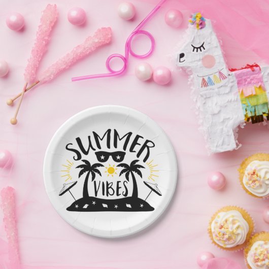 Assiettes En Carton Vibes Palm Trees Beach Wedding Party (Fête)