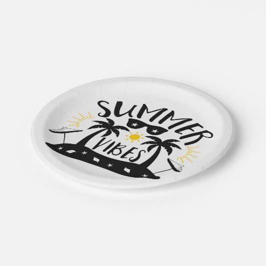 Assiettes En Carton Vibes Palm Trees Beach Wedding Party (Angle)