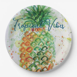 Assiettes En Carton Vibes tropicales de la plage de fruits d'ananas ja