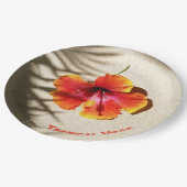 Assiettes En Carton Vibes tropicales Plaque de papier Hibiscus (Angle)