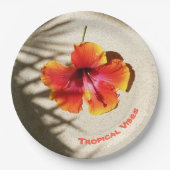 Assiettes En Carton Vibes tropicales Plaque de papier Hibiscus (Devant)