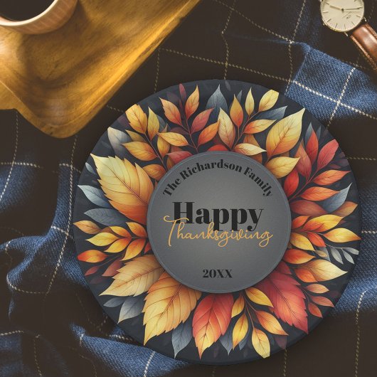 Assiettes En Carton Vibrant feuillage d'automne Thanksgiving