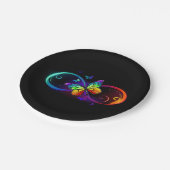 Assiettes En Carton Vibrant infinity with rainbow butterfly on black (Angle)