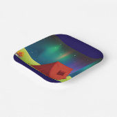Assiettes En Carton Vibrant Northern Lights Camping Tent Night (Angulaire)