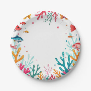 Assiettes En Carton Vibrant poissons tropicaux Corail Océan   Océan co