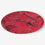 Assiettes En Carton Vibrant Red Roses (Angle)