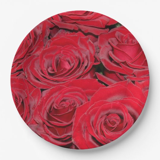 Assiettes En Carton Vibrant Red Roses (Devant)