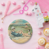 Assiettes En Carton Victorian Beach Swim Girl Ocean Summer Vacances (Fête)
