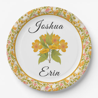 Assiettes En Carton Victorian Meadow jaune - plaque papier