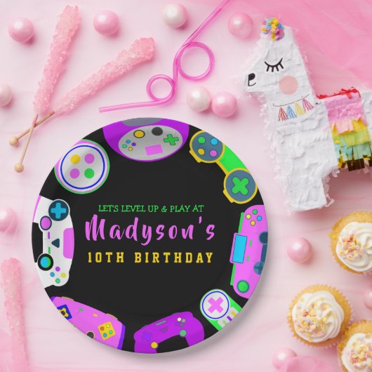 Assiettes En Carton VIDÉO JEU JEU Fille Anniversaire Fête Invitation (Fête)