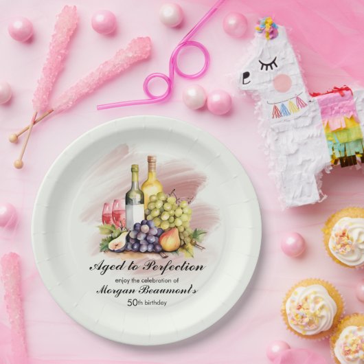Assiettes En Carton Vieilli à la perfection Vin Thème 50e anniversaire (Fête)