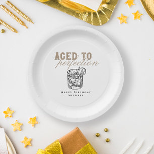 Assiettes En Carton Vieilli à la Perfection Whiskey blanc fête d'anniv
