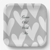 Assiettes En Carton Vieillir Avec Moi Aimer Grey White Hearts Mariage (Recto)