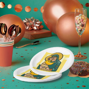 Assiettes En Carton Vierge byzantine moderne Marie et enfant religieus