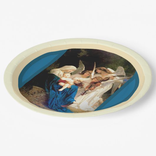 Assiettes En Carton Vierge Marie, Bébé Christ Jésus, avec les anges (Angle)