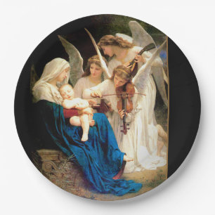 Assiettes En Carton Vierge Marie, Bébé Christ Jésus, avec les anges