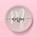 Assiettes En Carton Vierge rose moderne Script Girl Monogramme Nom<br><div class="desc">Ajoutez une touche d'élégance à votre événement avec nos Plaques Papier Blush Pink Modern Script Girly Monogram Name. Ces assiettes élégantes sont dotées d'un arrière - plan rose pâle et d'un script chic et moderne qui présente votre monogramme ou nom personnalisé, créant un look personnalisé pour toutes les occasions. Conçues...</div>