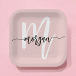 Assiettes En Carton Vierge rose moderne Script Girl Monogramme Nom<br><div class="desc">Ajoutez une touche personnalisée à votre célébration avec nos Plaques Papier Blush Pink Modern Script Girly Monogram Name. Ces assiettes élégantes sont dotées d'un arrière - plan rose vif et d'un monogramme de script moderne, ce qui les rend parfaites pour les anniversaires, les douches nuptiales ou toute occasion spéciale. Conçus...</div>