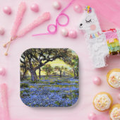 Assiettes En Carton Vieux chêne vivant arbre et cloches bleues (Fête)