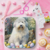 Assiettes En Carton Vieux chien de mer anglais avec oeufs de Pâques va (Fête)