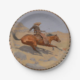 Assiettes En Carton Vieux plats occidentaux de partie de cowboy
