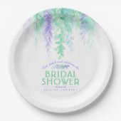 Assiettes En Carton Vigne d'aquarelle fleurie vert violet douche nupti (Devant)