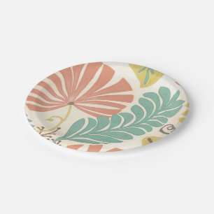 Assiettes En Carton Vignes et feuille floraux en pastel sur l'arrière