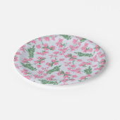 Assiettes En Carton Vignes florales peintes en bleu rose et vert de la (Angle)