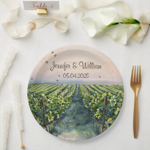 Assiettes En Carton Vignoble rustique Destination Italie Mariage
