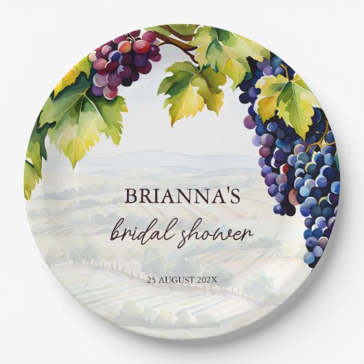 Assiettes En Carton Vignoble vin été nuptiale douche imprimé (Devant)