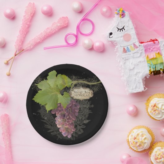 Assiettes En Carton Vignobles Vignoble M. et Mme Mariage Élégant (Fête)