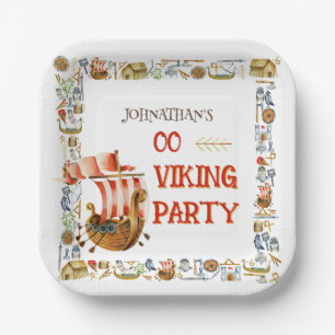Assiettes En Carton Viking Birthday Boys 1-7 Galleon navire guerrier