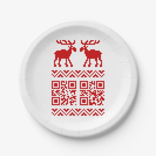 Assiettes En Carton Vilain Sweater QR Code Bonne année! (Devant)