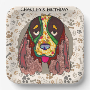 Assiettes En Carton Vilain visage de chien Springer Espagne anniversai