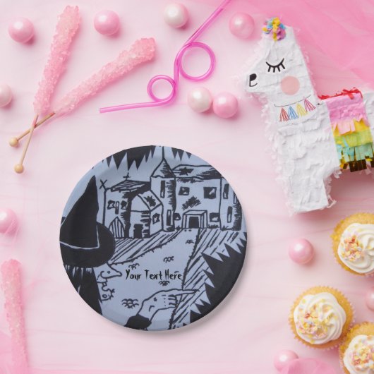 Assiettes En Carton vilaine sorcière main narled maison hantée hallowe (Fête)