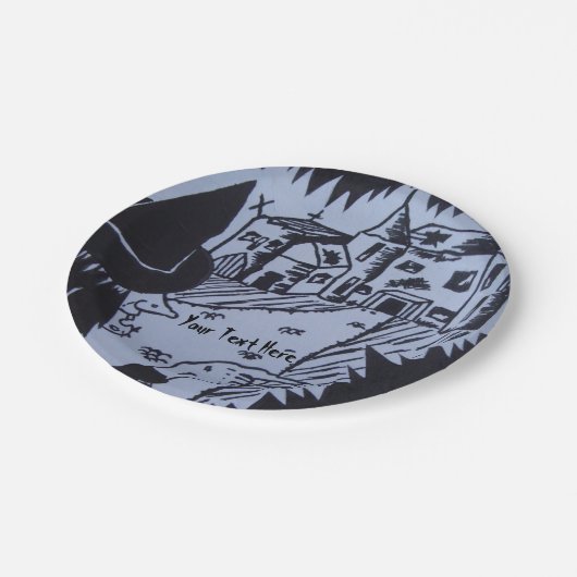 Assiettes En Carton vilaine sorcière main narled maison hantée hallowe (Angle)