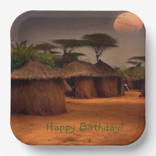 Assiettes En Carton Village africain