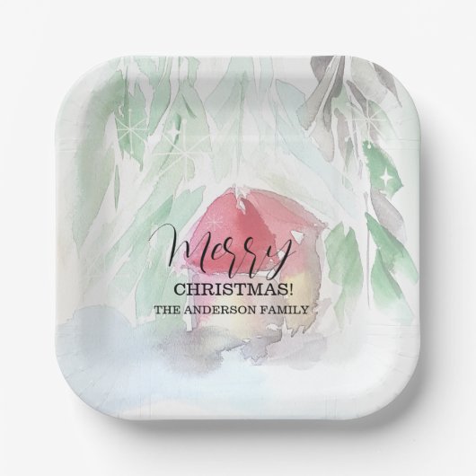 Assiettes En Carton Village de campagne Noël blanc (Recto)