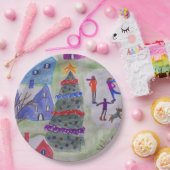 Assiettes En Carton Village de Noël (Fête)