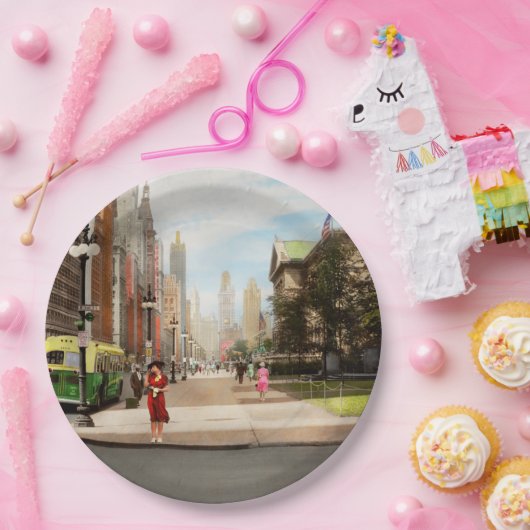 Assiettes En Carton Ville - Chicago IL - Le Magnificent Mile 1940 (Fête)