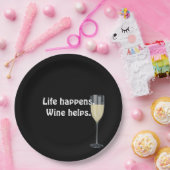 Assiettes En Carton vin blanc avec citation noir (Fête)