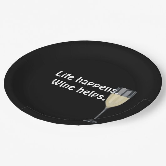 Assiettes En Carton vin blanc avec citation noir (Angle)