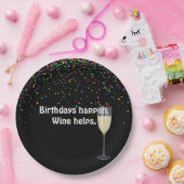 Assiettes En Carton vin blanc et confetti d'anniversaire (Fête)