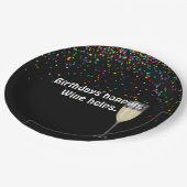 Assiettes En Carton vin blanc et confetti d'anniversaire (Angle)