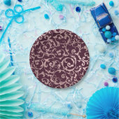 Assiettes En Carton Vin de framboise rose Or Moderne Mariage élégant (Fête)