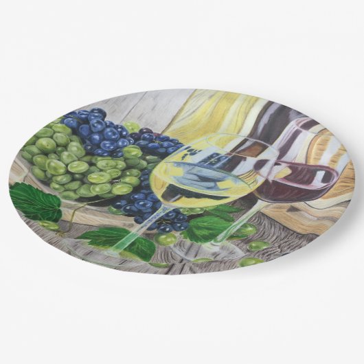 Assiettes En Carton Vin et raisins (Angle)