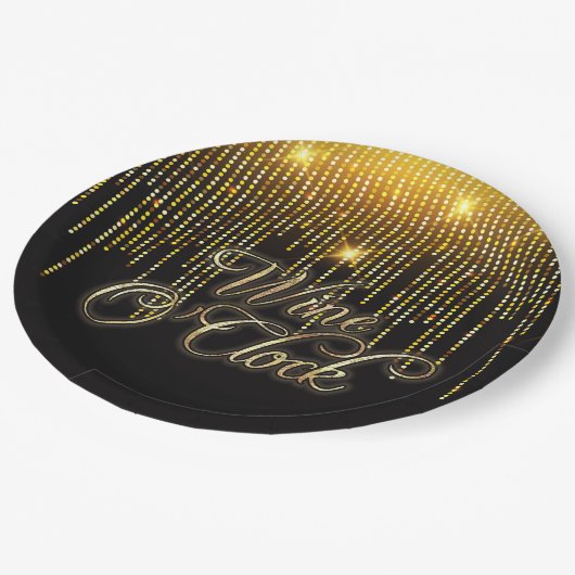 Assiettes En Carton Vin O'Clock Gold Glitz (Angle)