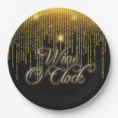 Assiettes En Carton Vin O'Clock Gold Glitz (Devant)