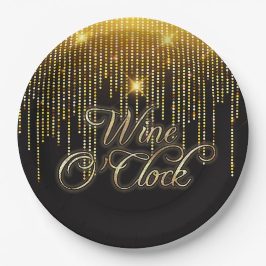 Assiettes En Carton Vin O'Clock Gold Glitz (Devant)