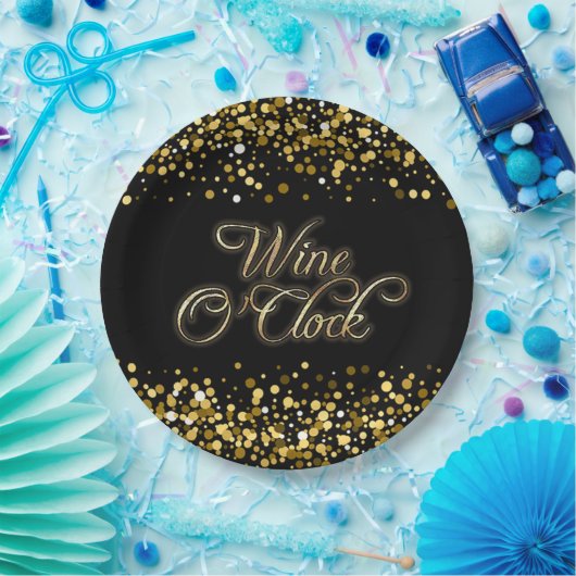 Assiettes En Carton Vin O'Clock Gold Sparkle (Fête)